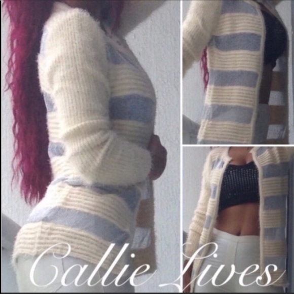 Callie Lives Jackets & Blazers - Elaine Off at 5: Furry Silver Mesh Sweater Blazer